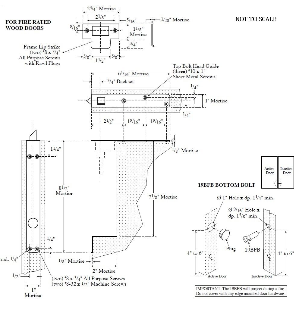 Product Specs of Rockwood Self Latching Flush Bolt with Bottom Fire Bolt #2949