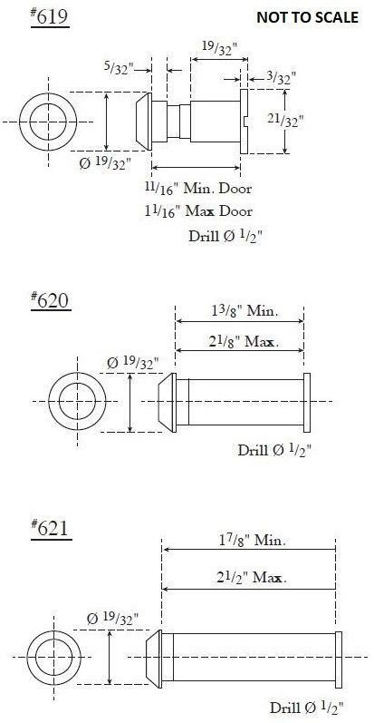Product Specs of Rockwood 160° Door Viewer 619-621