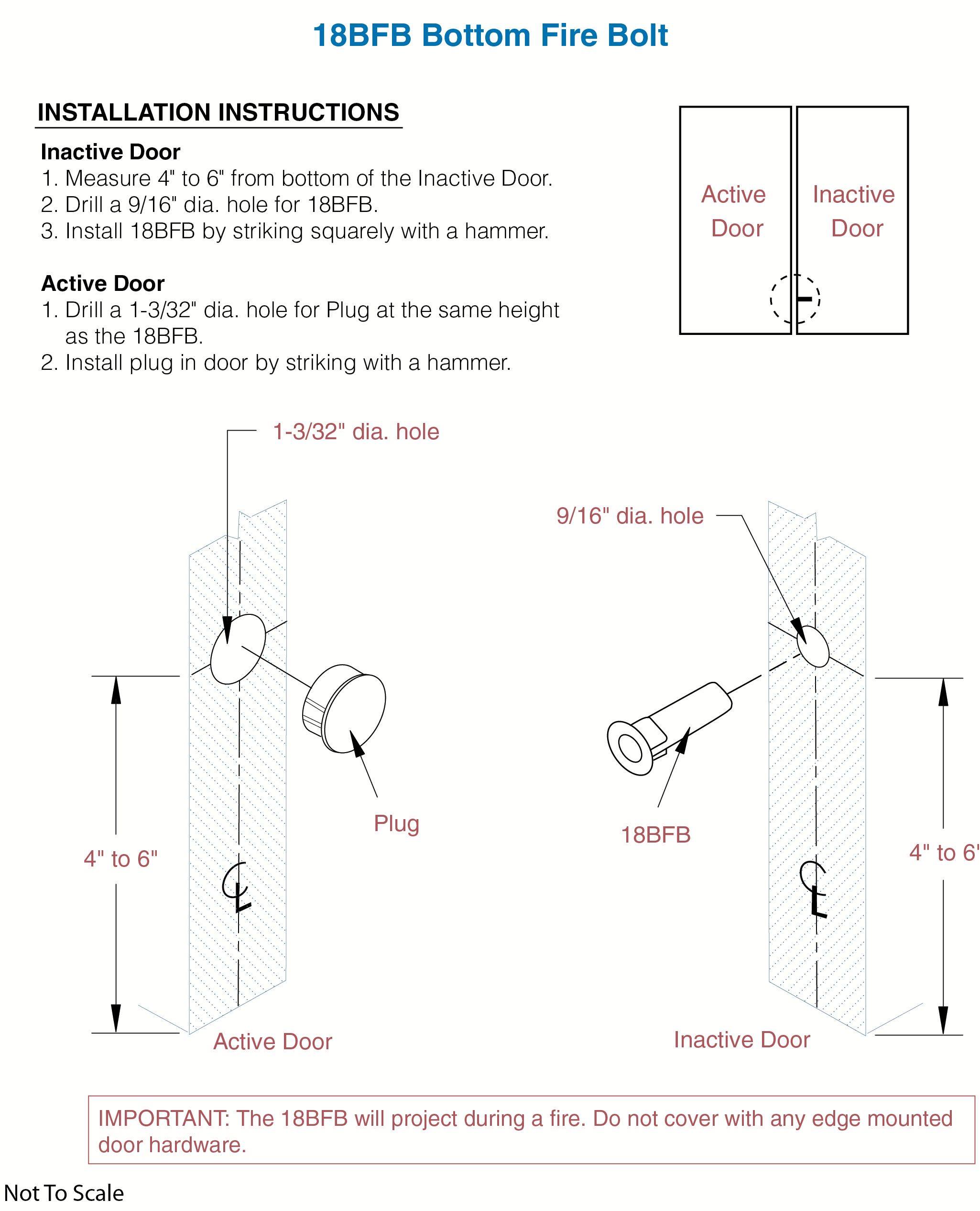 Bottom fire bolt for metal doors installation instructions