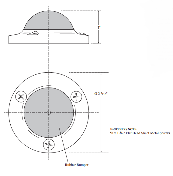 Rockwood R412 Convex Solid Cast Wall Stop Product Specs