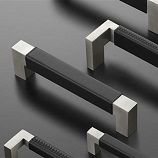 Leather covered square door pulls
