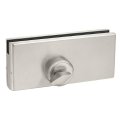 Assa Abloy PFD-100 Bottom Glass Door Patch Lock with 1" (5-Pin) Cylinder And Thumbturn, Clear Anodized Aluminum (US28) Finish