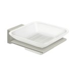 Deltana 55D Bath Series, Frosted Glass Soap Dish Satin Brass (US4) Finished