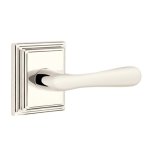 Emtek Basel Door Handle, Modern Designer Brass, Passage, Modern Rosette, Satin Brass (US4) Finish