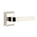Emtek Breslin Door Handle, Modern Designer Brass, Passage, Modern Rosette, Satin Brass (US4) Finish