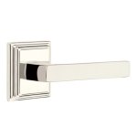 Emtek Dumont Door Handle, Modern Designer Brass, Passage, Modern Rosette, Satin Brass (US4) Finish