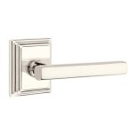 Emtek Freestone Door Handle, Modern Designer Brass, Passage, Modern Rosette, Satin Brass (US4) Finish