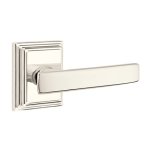 Emtek Geneva Door Handle, Modern Designer Brass, Passage, Modern Rosette, Satin Brass (US4) Finish