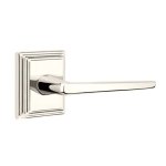 Emtek Hermes Door Handle, Modern Classic Brass, Passage, Modern Rosette, Satin Brass (US4) Finish