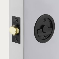 Emtek Round Pocket Door Tubular Lock in Polished Brass Finish (US3)