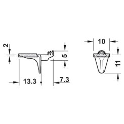 Hafele Shelf Support, with Transparent Rubber Pad, Zinc, Nickel Plated