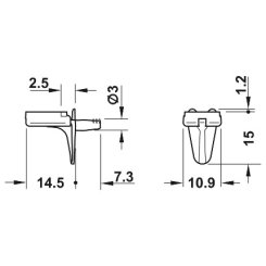 Hafele Shelf Support, with Transparent Rubber Pad, 75kg, Zinc, Nickel Plated