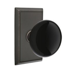 Emtek Ebony Door Knob, Porcelain, Passage, #8 Rosette, Polished Brass - Lifetime (US3) Finish