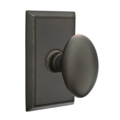 Emtek Egg Door Knob, Classic Brass, Passage, #8 Rosette, Polished Brass - Lifetime (US3) Finish