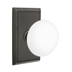 Emtek Ice White Door Knob, Porcelain, Passage, #8 Rosette, Polished Brass - Lifetime (US3) Finish