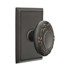 Emtek Victoria Door Knob, Designer Brass, Passage, #8 Rosette, Polished Brass - Lifetime (US3) Finish
