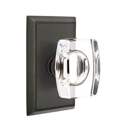 Emtek Windsor Glass Door Knob, Glass Knobset, Passage, #8 Rosette, Polished Brass - Lifetime (US3) Finish