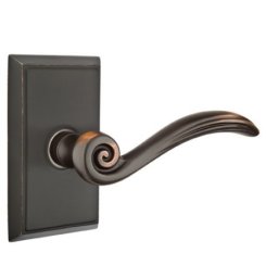 Emtek Elan Door Handle, Designer Brass, Passage, #8 Rosette, Polished Brass - Lifetime (US3) Finish