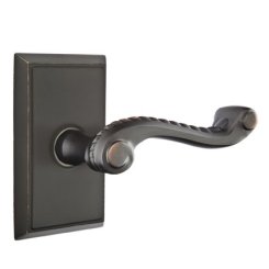 Emtek Rope Door Handle, Designer Brass, Passage, #8 Rosette, Polished Brass - Lifetime (US3) Finish