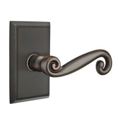 Emtek Rustic Door Handle, Designer Brass, Passage, #8 Rosette, Polished Brass - Lifetime (US3) Finish