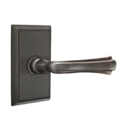 Emtek Wembley Door Handle, Designer Brass, Passage, #8 Rosette, Polished Brass - Lifetime (US3) Finish