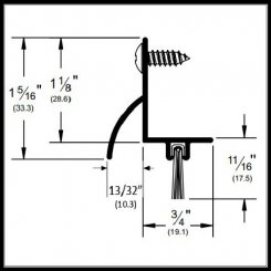 Pemko #2230NB Door Shoe Sweep, L Shaped Aluminum with Rain Drip and .69" Nylon Brush Seal