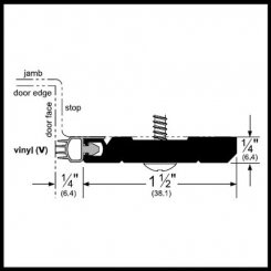 Pemko #2892 Door Gasket, 1.5" Heavy Duty Aluminum for Header with Eco-V Vinyl Bulb Seal