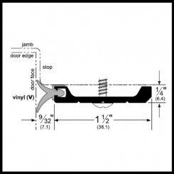 Pemko #2903 Door Gasket, 1.5" Heavy Duty Aluminum for Jambs with Eco-V Vinyl Double Fin Seal