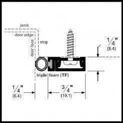 Pemko #29313 Door Gasket, .75" Aluminum Casing with Cover and Triple Foam Bulb Seal