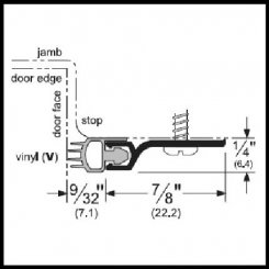 Pemko #306V Door Gasket, .875" Aluminum Casing with Eco-V (Vinyl) Bulb Seal