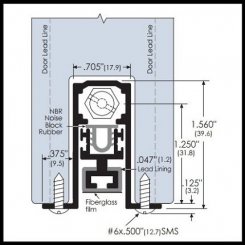 Automatic Door Bottom, Mortised with Lead-Lined Neoprene Seal, .5" Drop