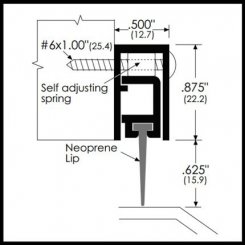 Door Bottom, Aluminum with .625" Self-Adjusting Neoprene Lip