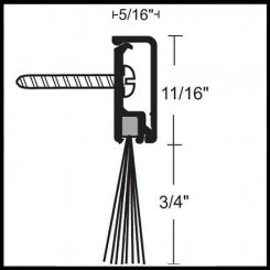 NGP 673 Door Sweep, .6875" Aluminum with Snap-On Cover and .75" Nylon Brush