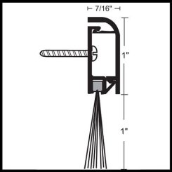 NGP 679 Door Sweep, 1" Aluminum with Snap-On Cover and  1" Nylon Brush