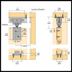 Hettich TopLine Grant 71-034 Sliding Hardware, 3/4" Thick, 150 Lbs.