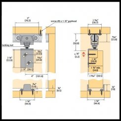 Hettich TopLine Grant 71-138 Sliding Hardware, 1 3/8" Thick Doors, 50 Lbs.