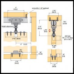 Hettich TopLine Grant 71-222 Sliding Hardware and Track, 3/4" Thick Minimum, 150 Lbs.