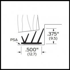 Zero #8150S Adhesive Weatherstrip, Silicone Quadruple Fin Protection, .5" W