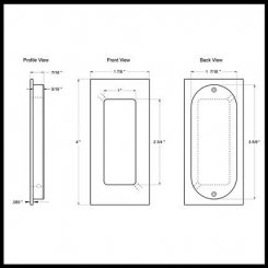 Deltana FP40 Solid Brass, Heavy Duty Flush Door Pull, 1.875" x 4"