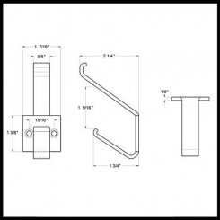 Deltana MH12 Double Pronged Modern Coat and Hat Hook, 1-7/16" x 3-5/8"