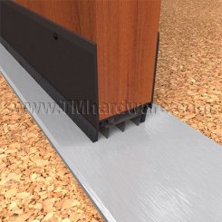 NGP 92TWH Door Shoe Sweep, U Shaped Aluminum with 2" Kickplate and a .6875"  Nylon Brush and Thermoplastic Triple Fin Seal