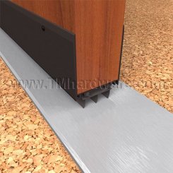 NGP 92T Door Shoe Sweep, U Shaped Aluminum with 2" Kickplate and .6875" Thermoplastic Triple Fin Seal