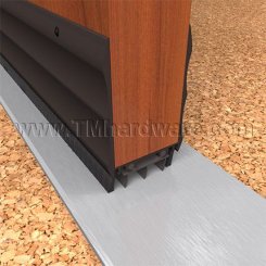 NGP 99TWH Door Shoe Sweep, U Shaped Aluminum with 2.75" Rigid Kickplate and .6875" Nylon Brush and Thermoplastic Triple Fin Seals