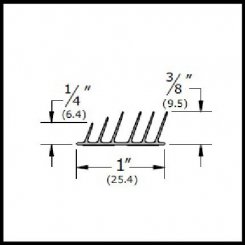 Pemko #S776BL Adhesive Weatherstrip, 1" Silicone Seal with 6 Fins, .375" Profile