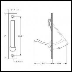 Pocket Door Edge Pull in gold finish