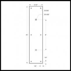 Deltana Push Plate PPH3515, Pre-Drilled for Pulls, Solid Brass, 3-1/2" Width