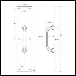 Deltana Push Plate PPH55, With Handle, Solid Brass, 3-1/2" x 15"