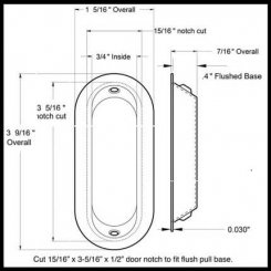 Deltana Flush Pull FP223, Oblong, Solid Brass