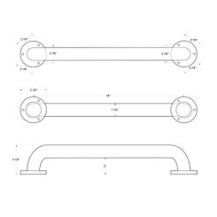 Deltana Stainless Steel Grab Bars, Concealed Screw Satin Stainless Steel (US32D) Finished