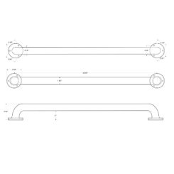 Deltana Stainless Steel Grab Bars, Concealed Screw Satin Stainless Steel (US32D) Finished